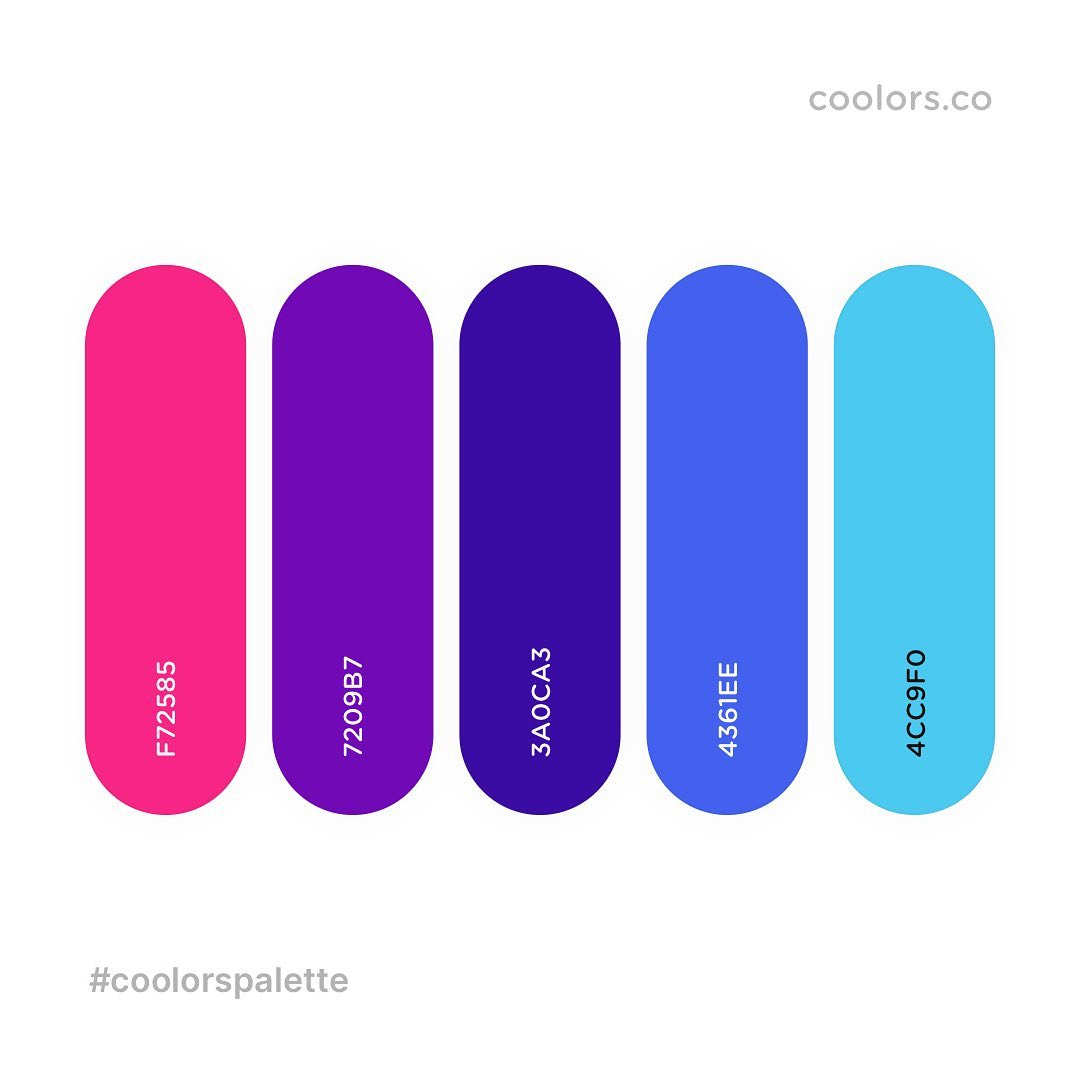 Pink, purple, blue color palettes, schemes & combinations