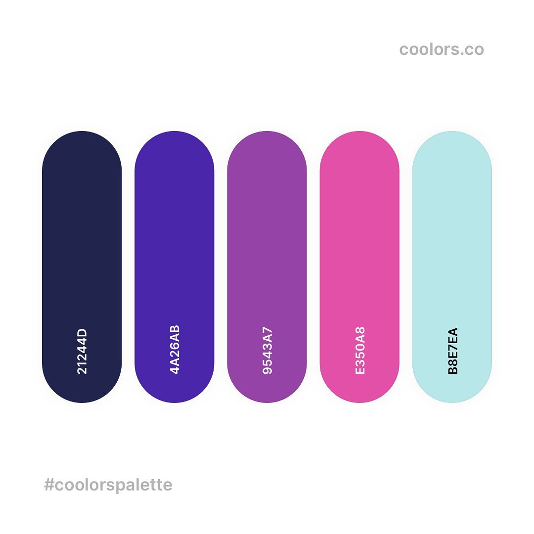 Blue, purple, pink color palettes, schemes & combinations
