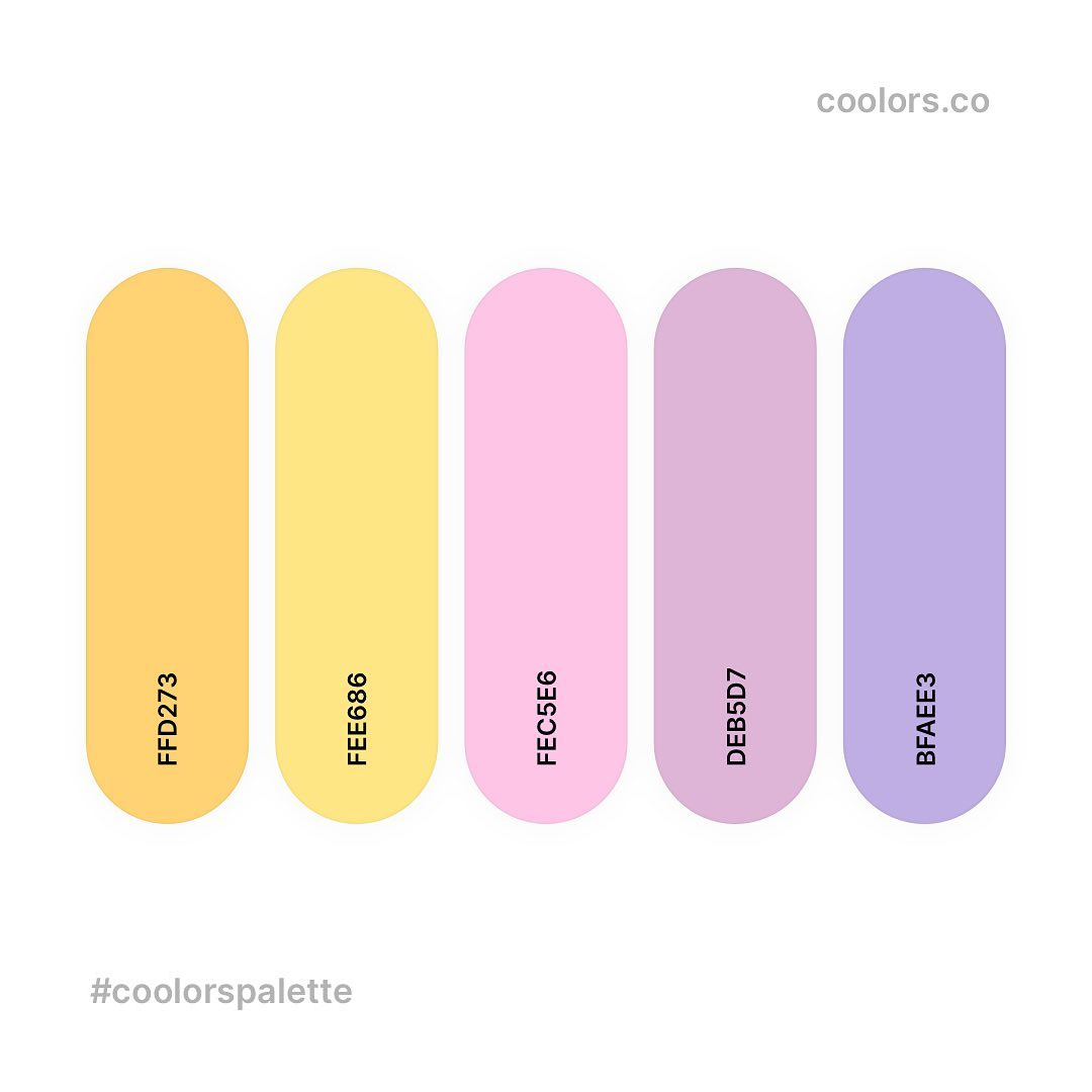 Yellow, pink, purple color palettes, schemes & combinations