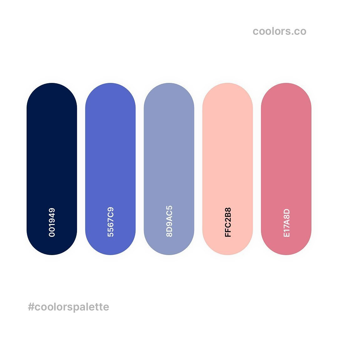 Blue, pink, red color palettes, schemes & combinations