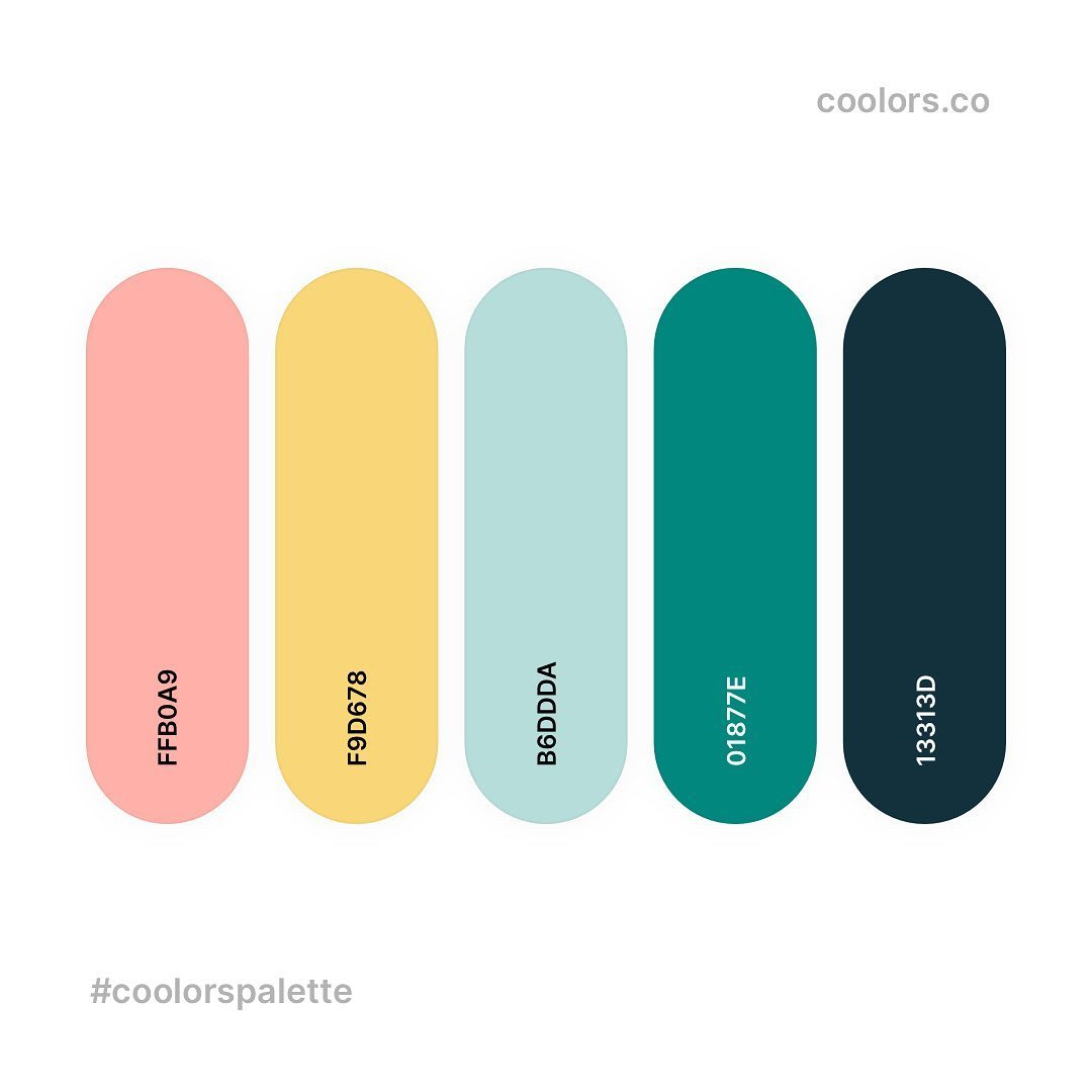 Pink, yellow, green color palettes, schemes & combinations