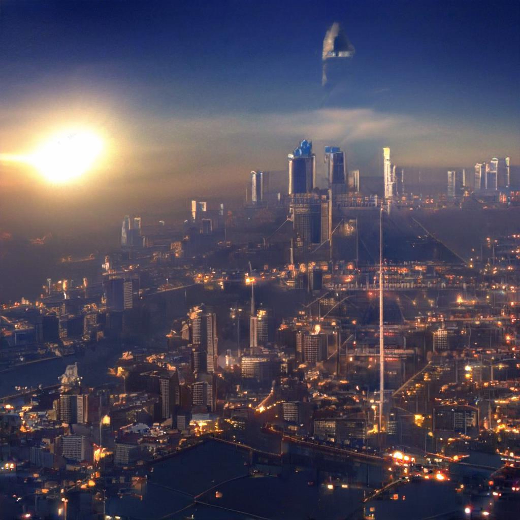 NVIDIA GauGAN2 can turn words into images - "Futuristic city skyline"