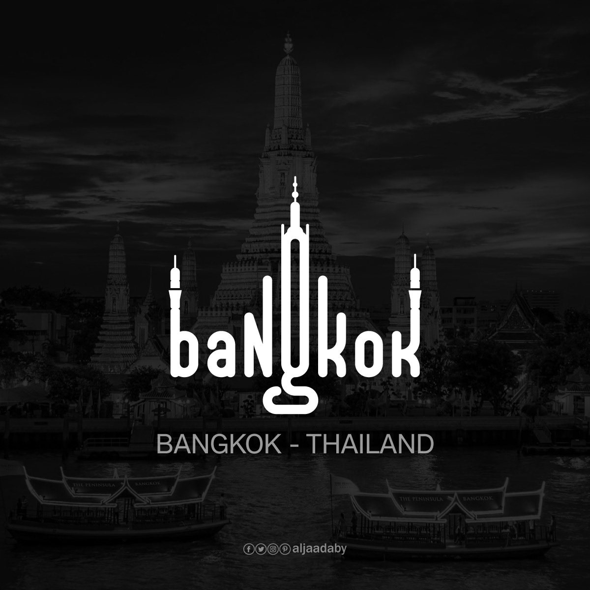Typographic city logos based on their famous landmarks - Bangkok