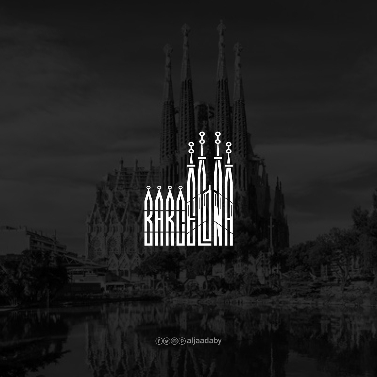 Typographic city logos based on their famous landmarks - Barcelona