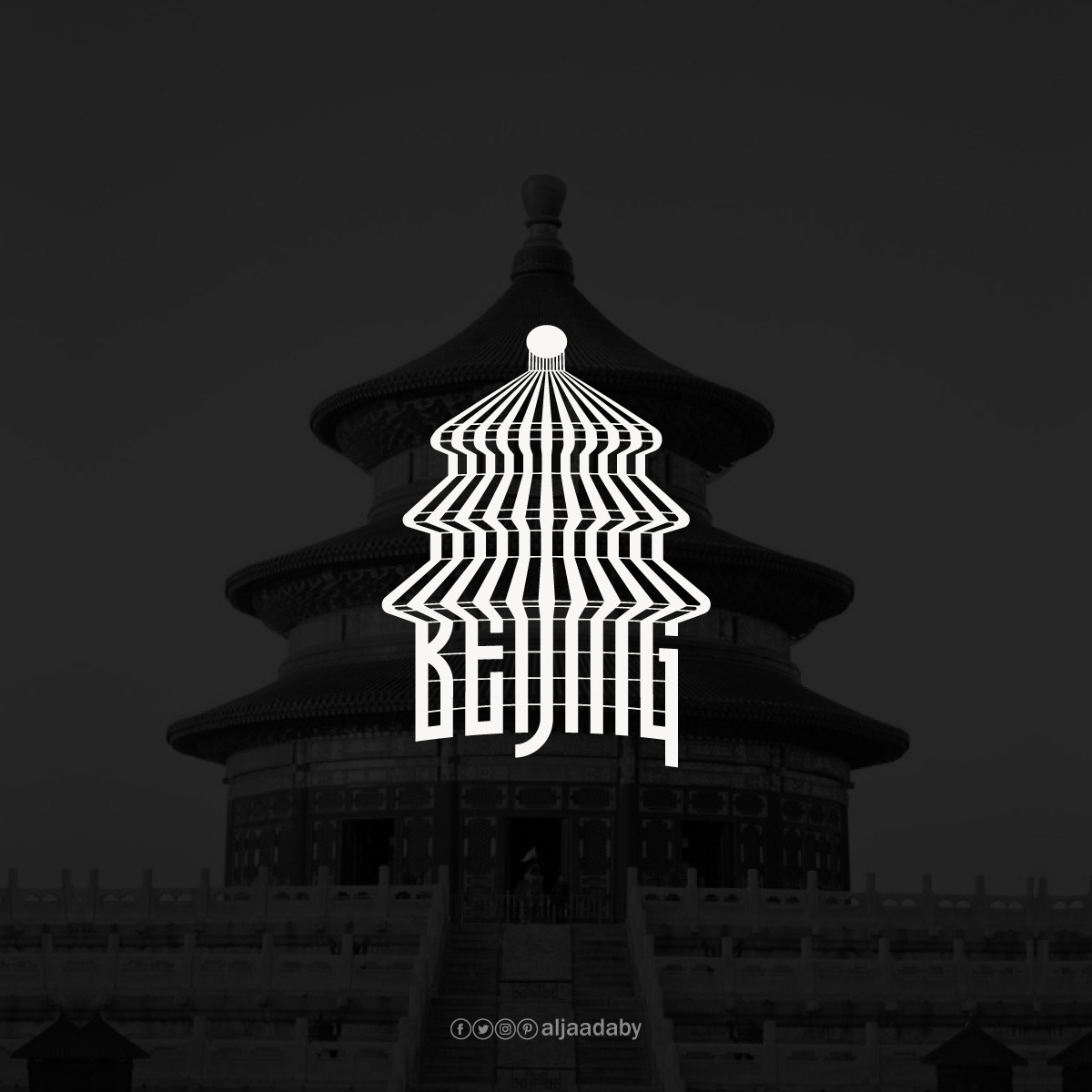 Typographic city logos based on their famous landmarks - Beijing