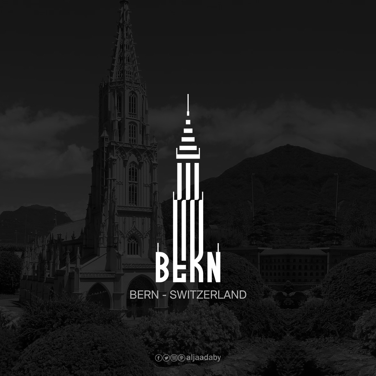 Typographic city logos based on their famous landmarks - Bern