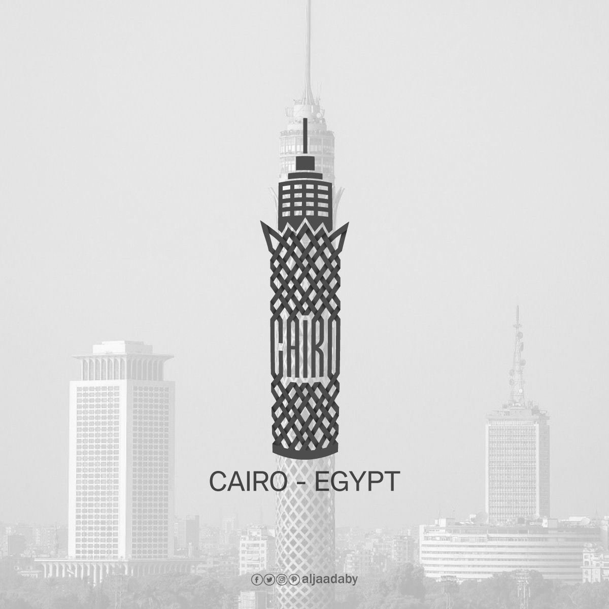 Typographic city logos based on their famous landmarks - Cairo