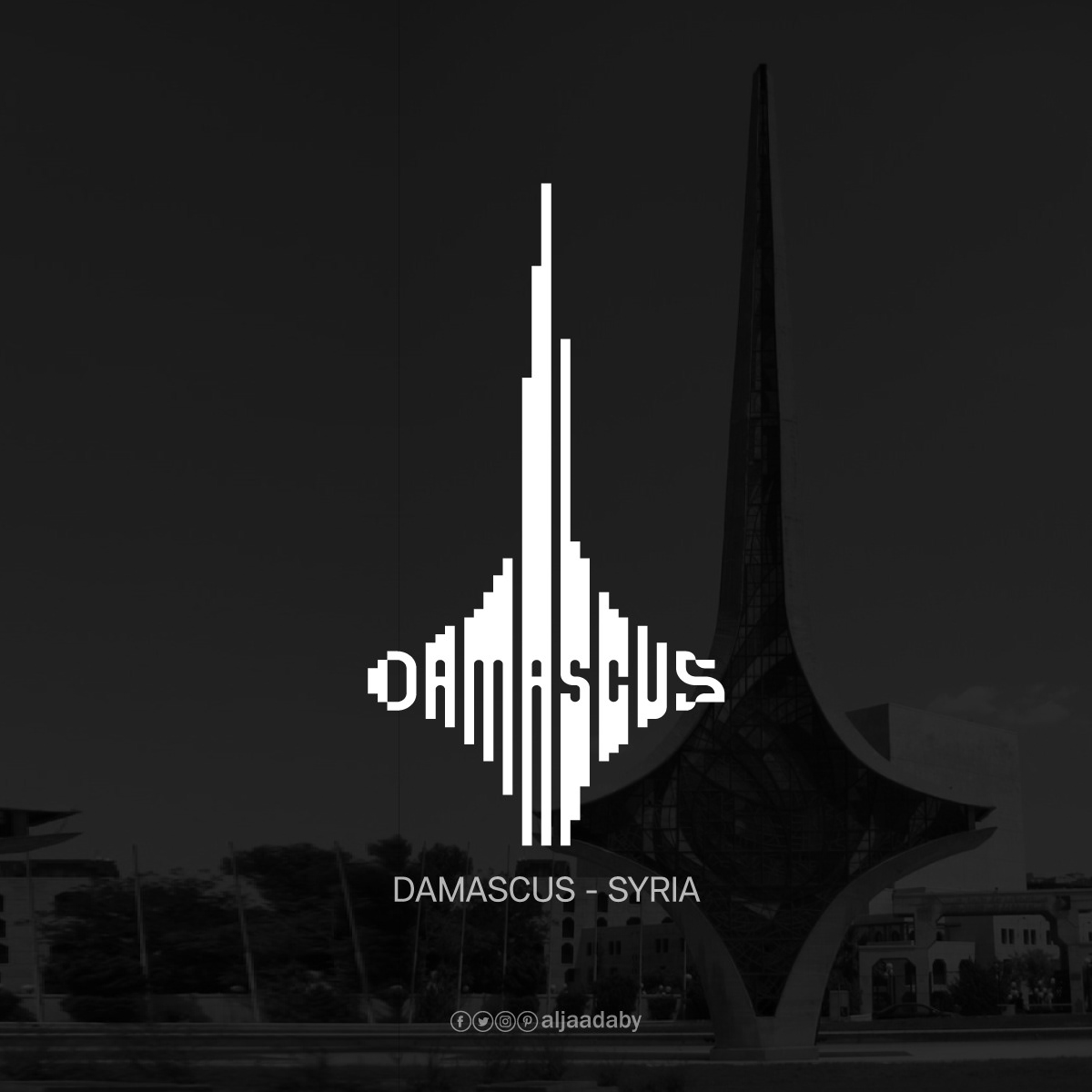 Typographic city logos based on their famous landmarks - Damascus