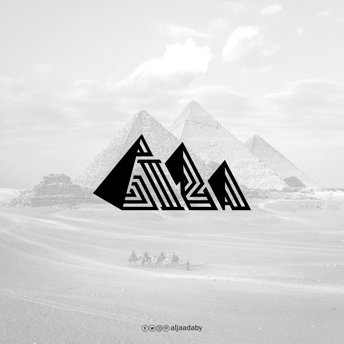 Typographic city logos based on their famous landmarks - Giza