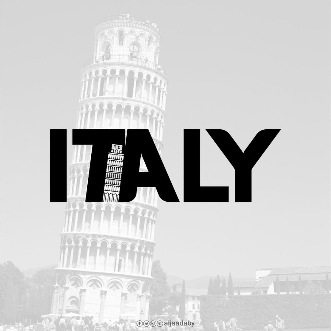 Typographic city logos based on their famous landmarks - Italy