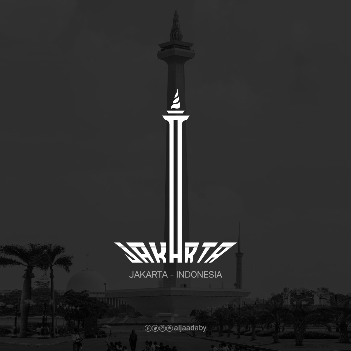 Typographic city logos based on their famous landmarks - Jakarta