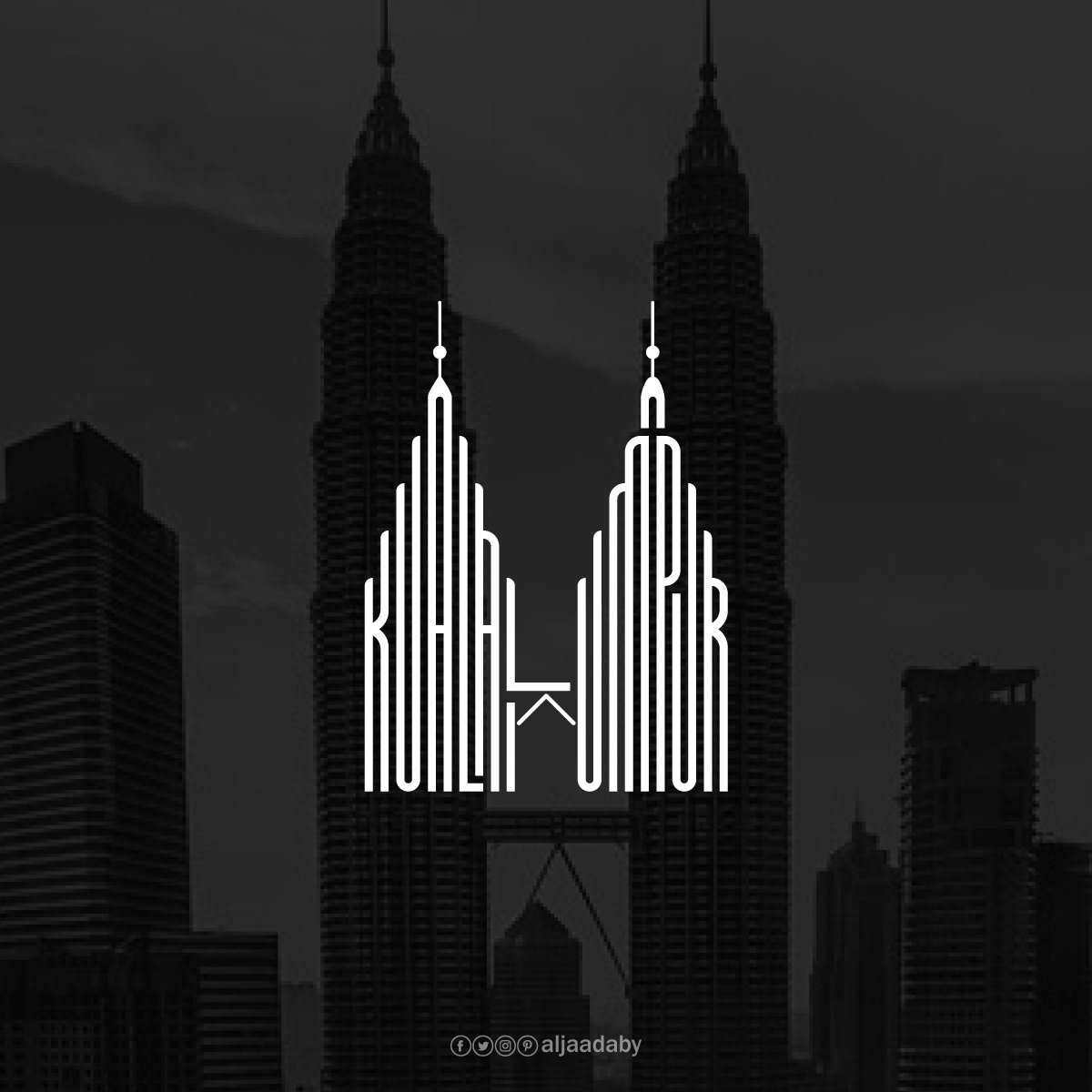 Typographic city logos based on their famous landmarks - Kuala Lumpur