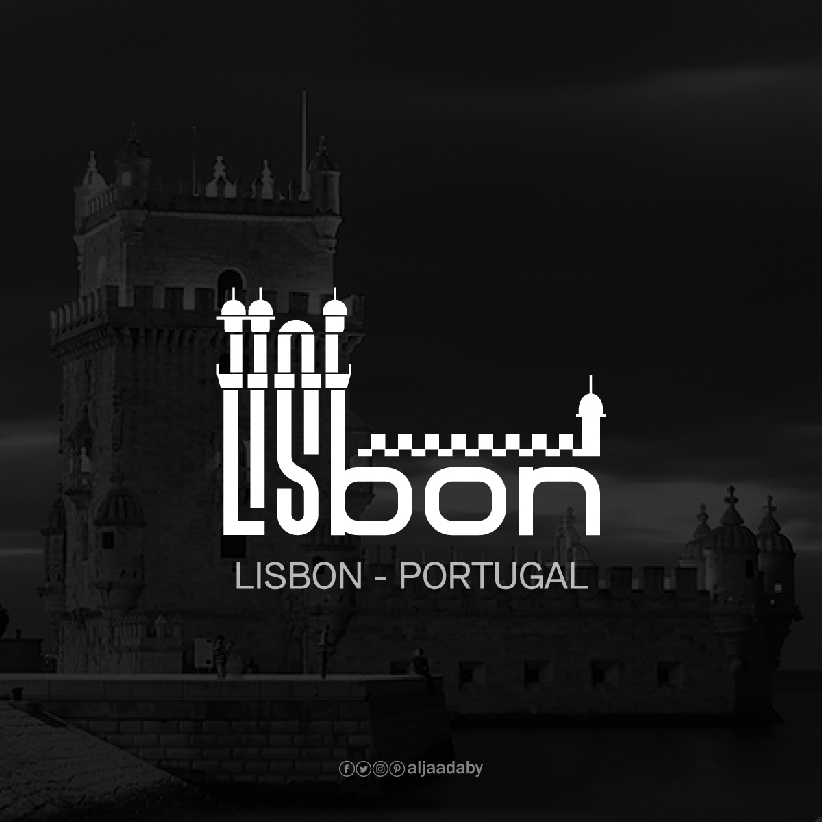 Typographic city logos based on their famous landmarks - Lisbon