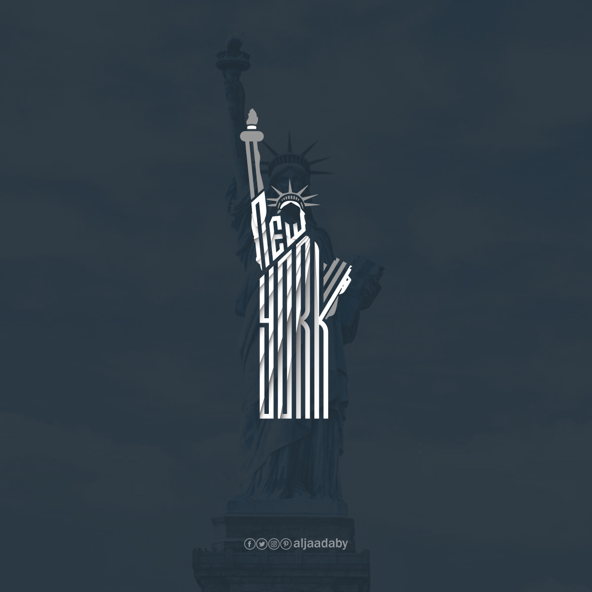 Typographic city logos based on their famous landmarks - New York