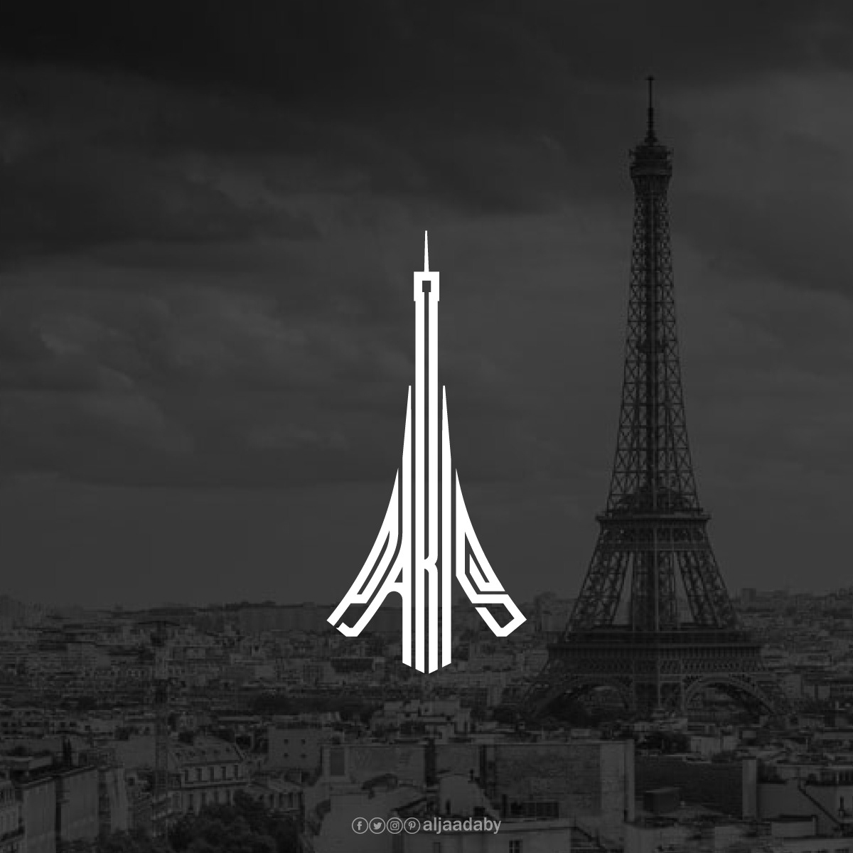 Typographic city logos based on their famous landmarks - Paris (Eiffel Tower)