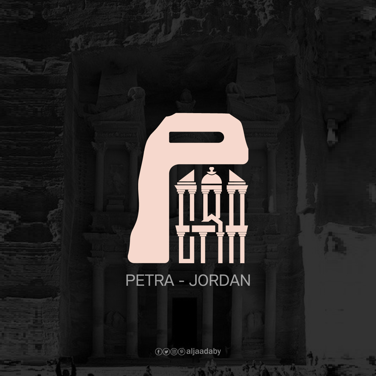 Typographic city logos based on their famous landmarks - Petra