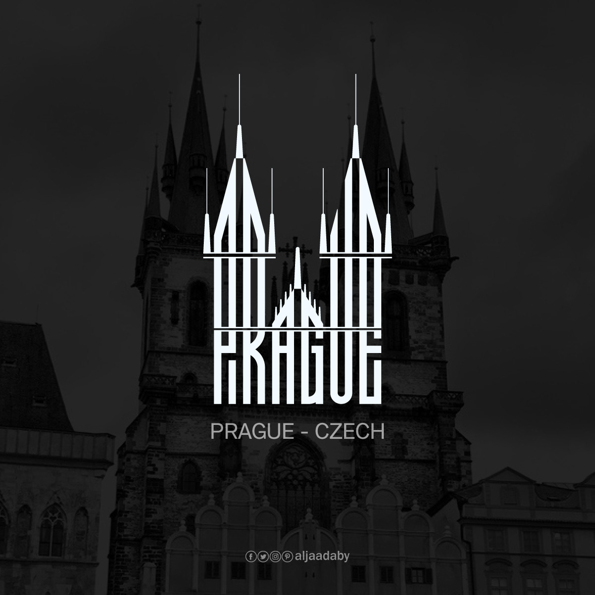 Typographic city logos based on their famous landmarks - Prague