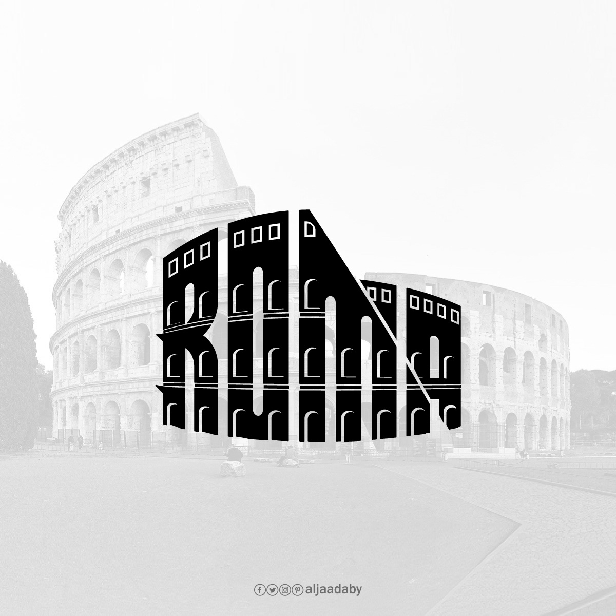 Typographic city logos based on their famous landmarks - Roma