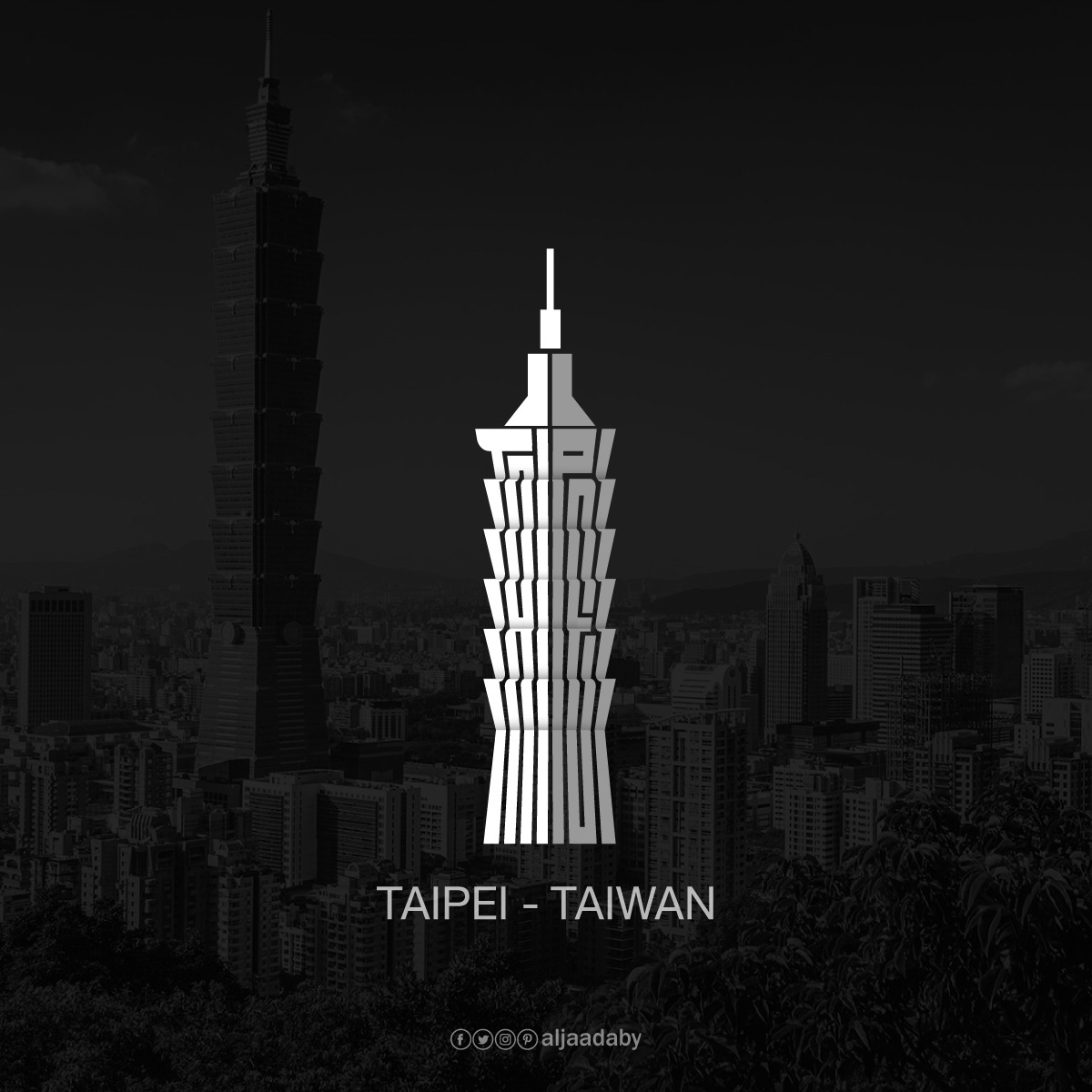 Typographic city logos based on their famous landmarks - Taipei