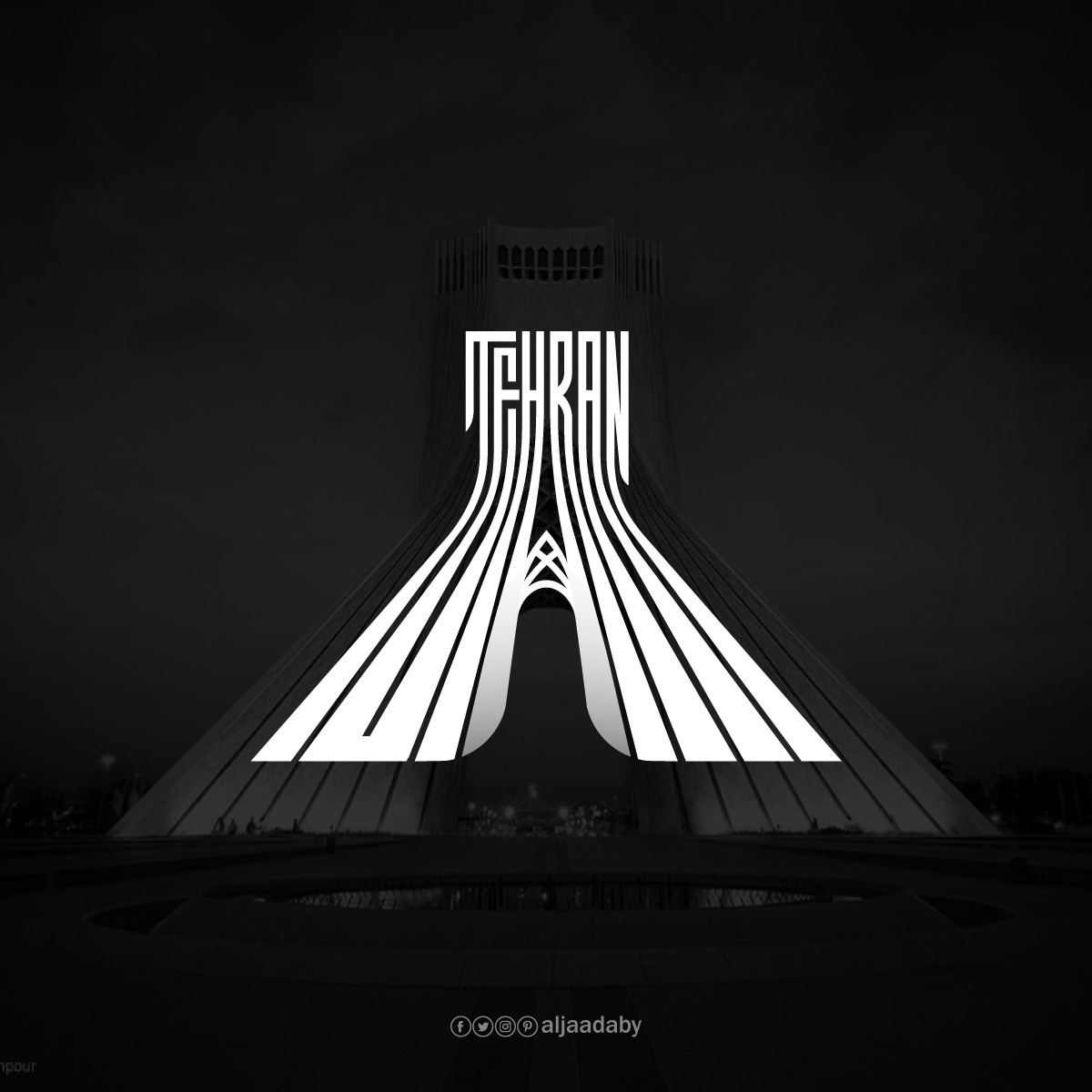 Typographic city logos based on their famous landmarks - Tehran