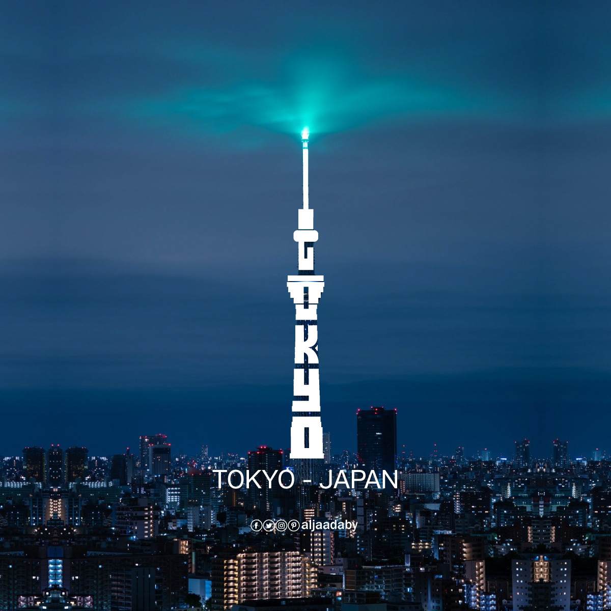 Typographic city logos based on their famous landmarks - Tokyo