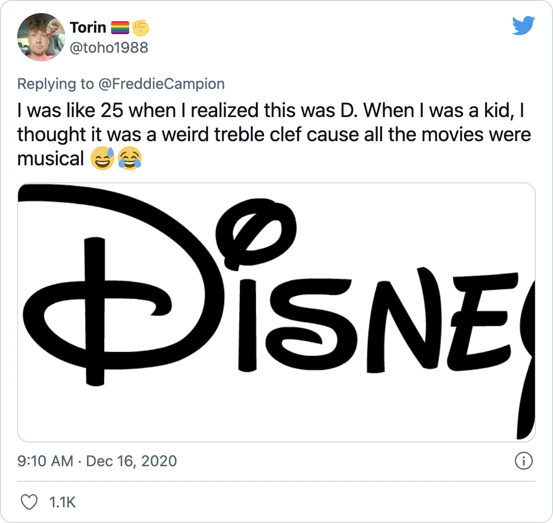 I was like 25 when I realized this was D. When I was a kid, I thought it was a weird treble clef cause all the movies were musical 😅😂 - @toho1988