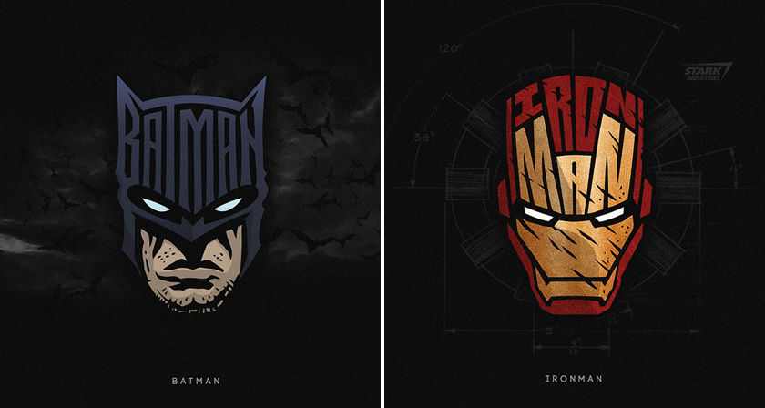 Designer Creates Typographic Logos Of Superheroes Using Their Faces And Names