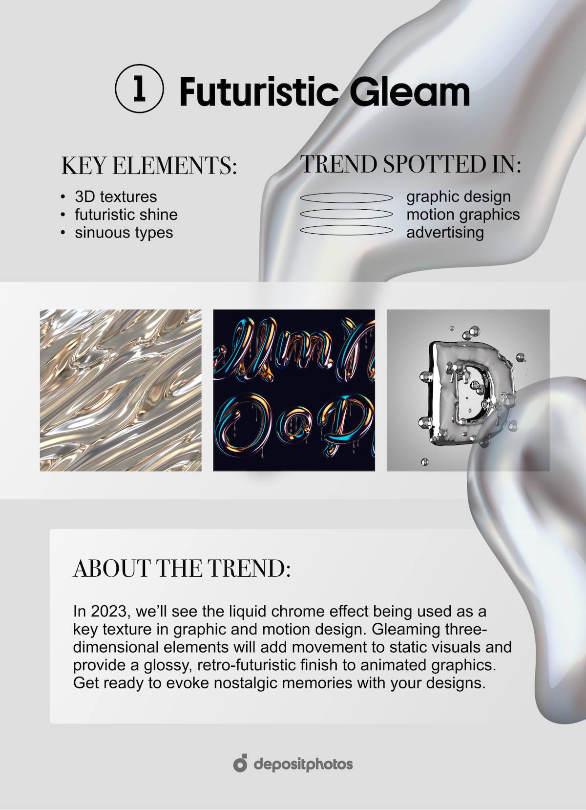 2023 Graphic Design Trends - Futuristic Gleam