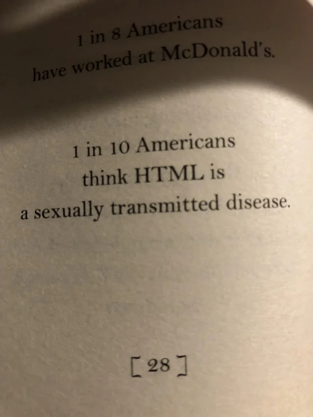 1 in 10 Americans think HTML is a sexually transmitted disease.