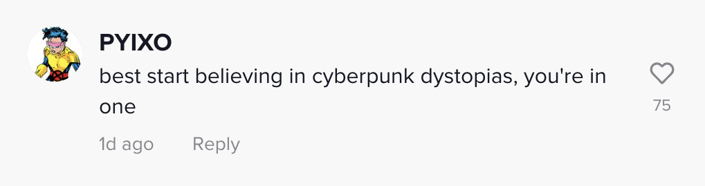 best start believing in cyberpunk dystopias, you're in one
