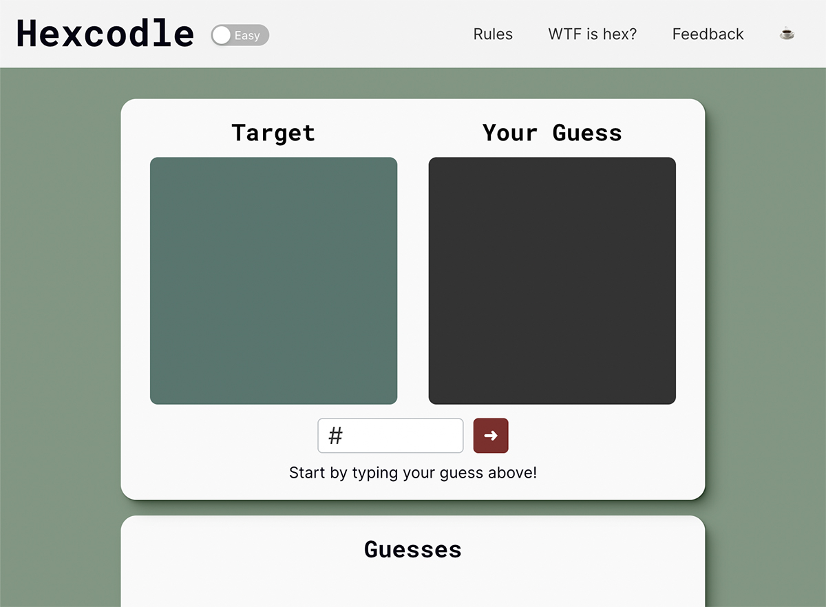 Hexcodle - Guess the hexcode game for graphic and web designers.
