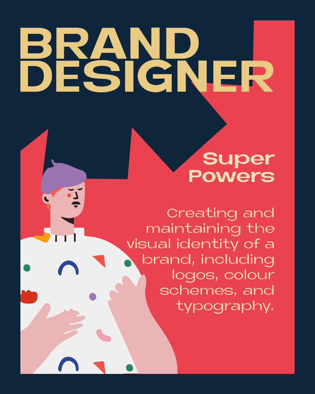 BRAND DESIGNER – Super Powers: Creating and maintaining the Visual identity of a brand, including logos, colour schemes, and typography.
