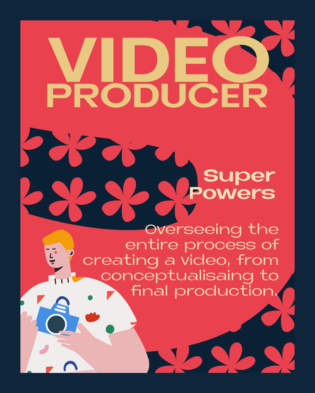 VIDEO PRODUCER – Super Powers: Overseeing the entire process of creating a video, from conceptualising to final production
