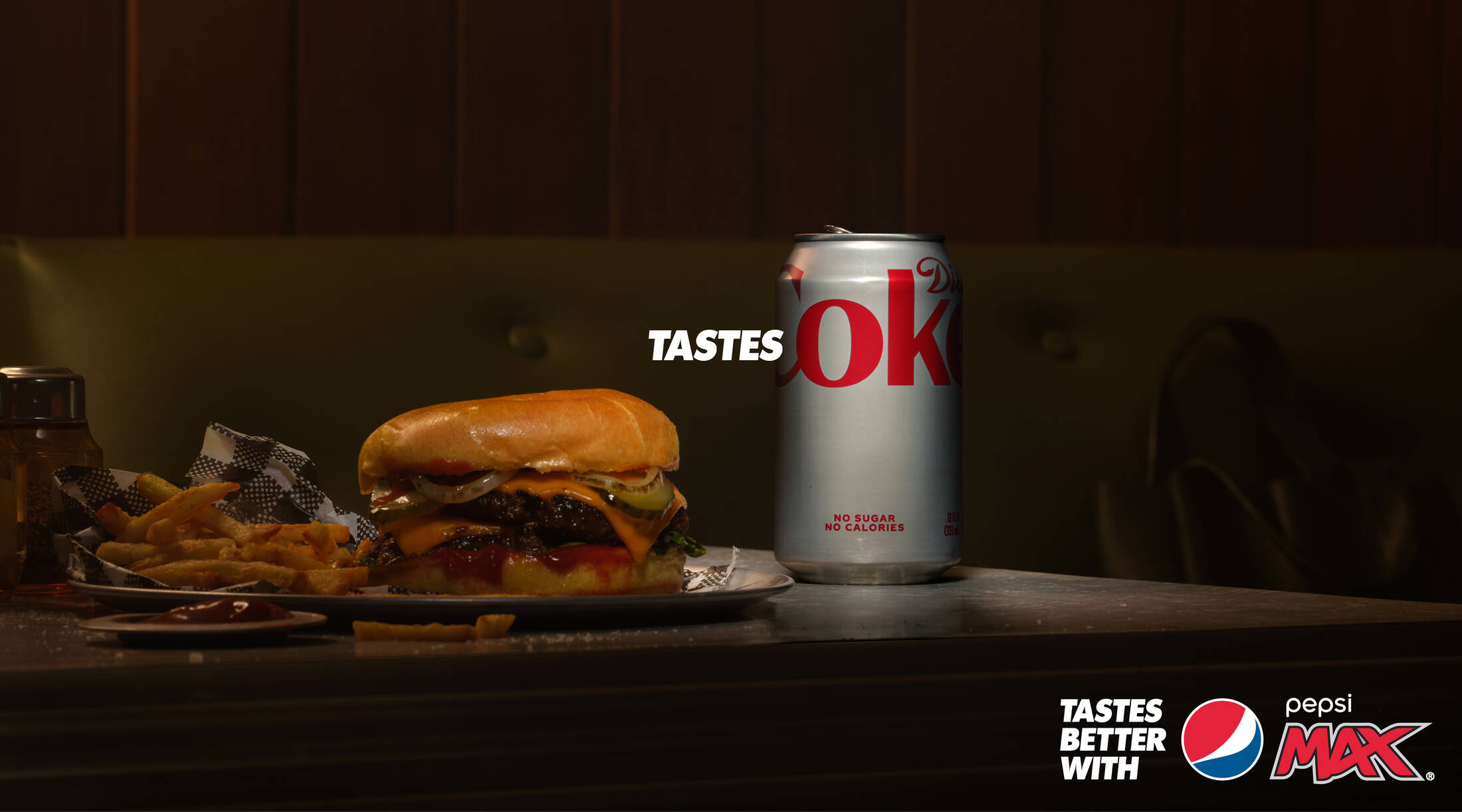 Burger tastes OK with Coke. Taste better with Pepsi Max