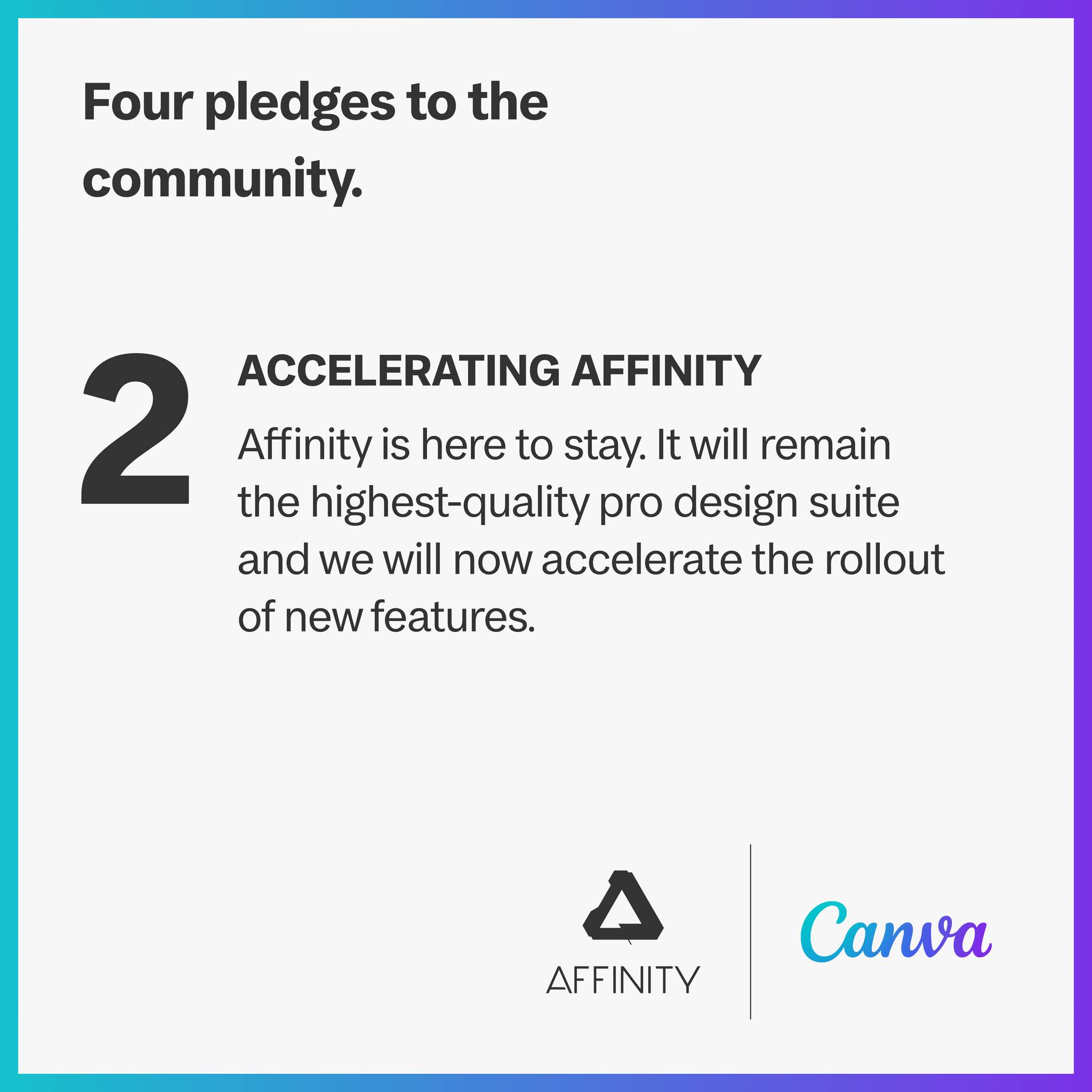 Affinity's 2nd pledge after Canva acquisition - ACCELERATING AFFINITY