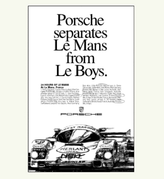 Porsche separates Le Mans from Le Boys. Porsche separates Le Mans from Le Boys.