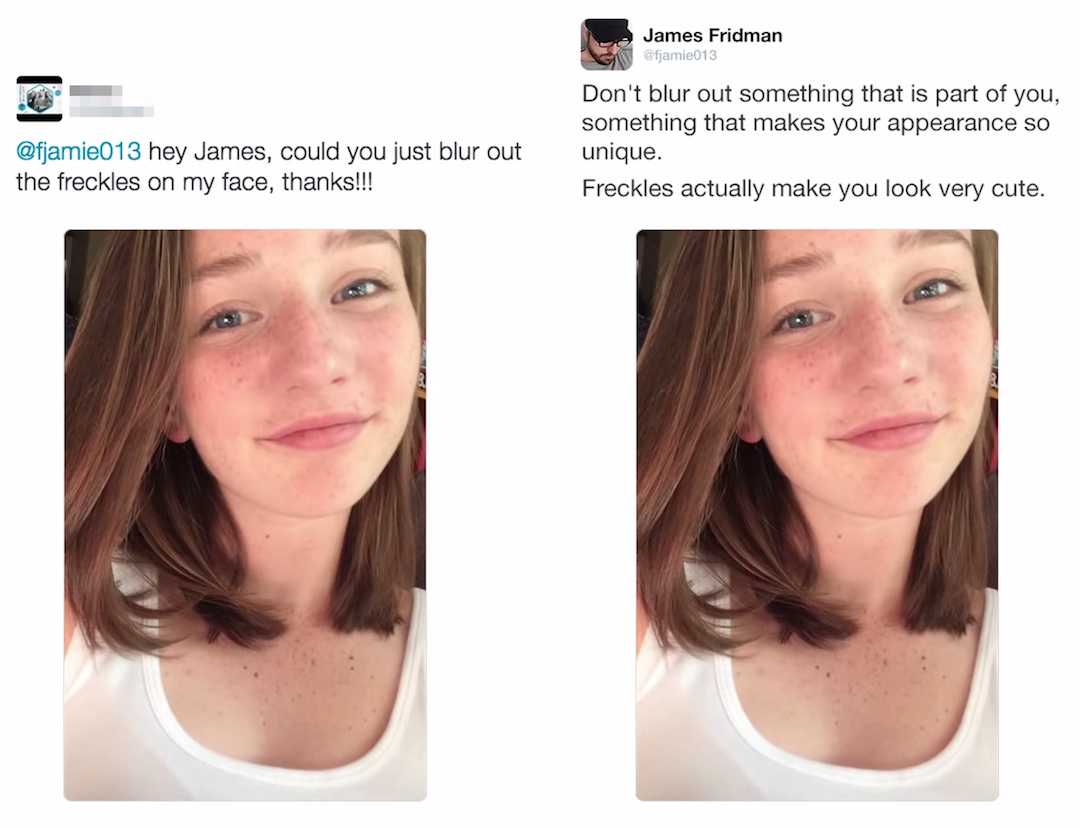Literal Photoshop Edits by James Fridman - Blur freckles