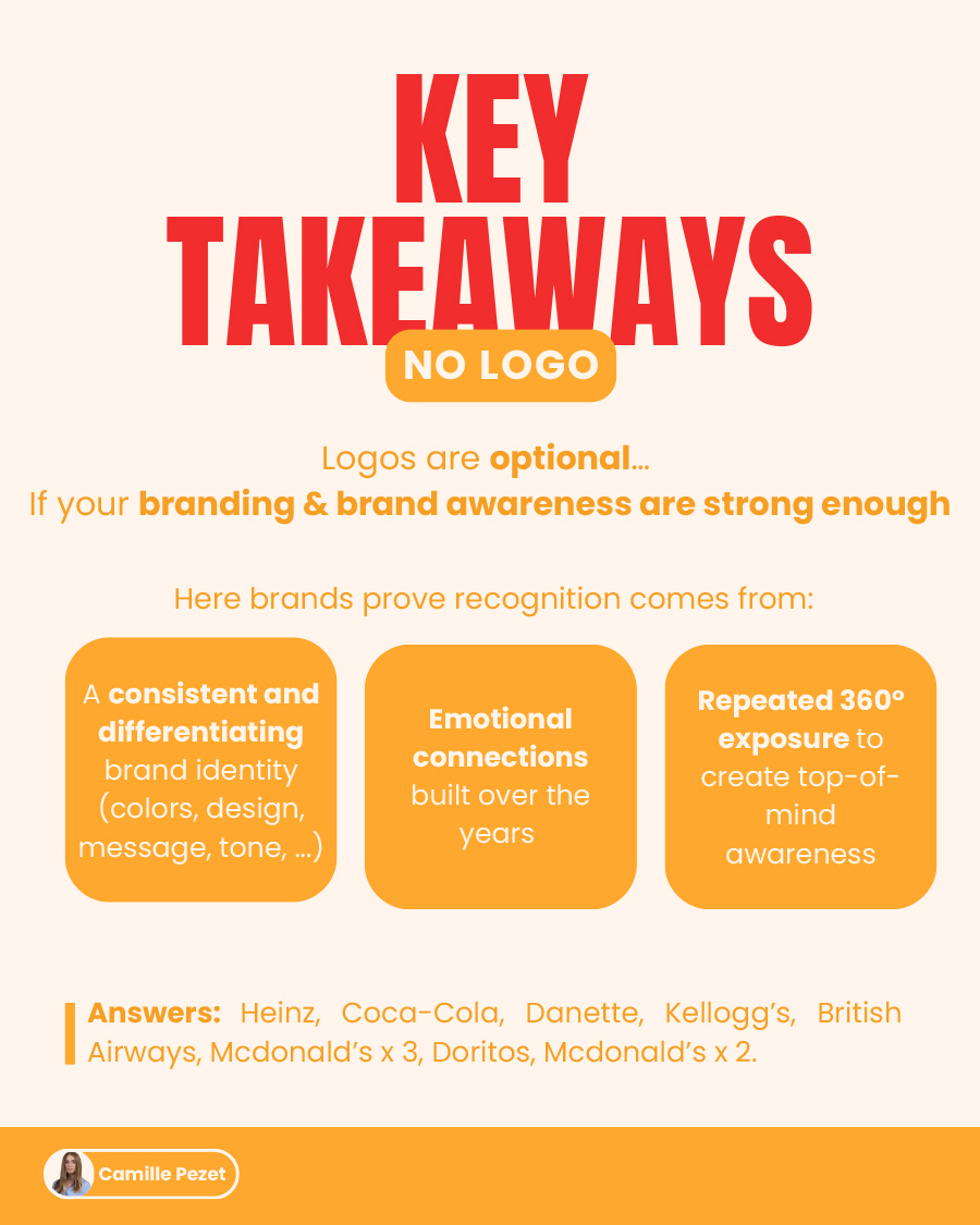Key takeaways from logo-less branding campaigns showing how recognition comes from identity, emotion, and consistency