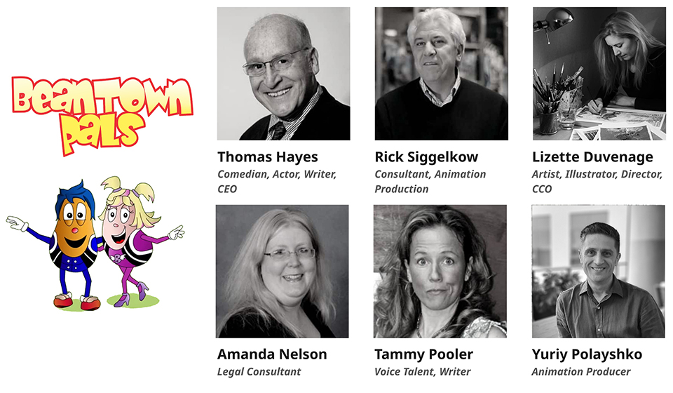 Beantown Pals core team featuring Thomas Hayes, Rick Siggelkow, Lizette Duvenage, Amanda Nelson, Tammy Pooler, and Yuriy Polyashko