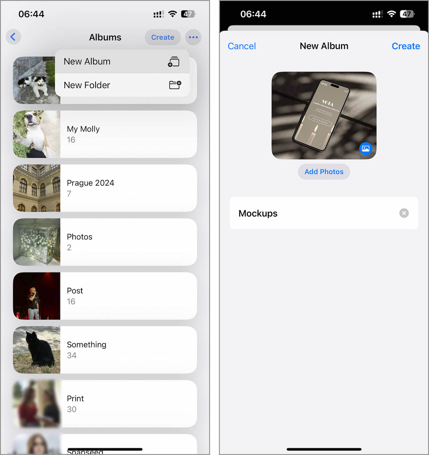 Creating custom photo albums on iPhone to organize images by theme, project, or purpose