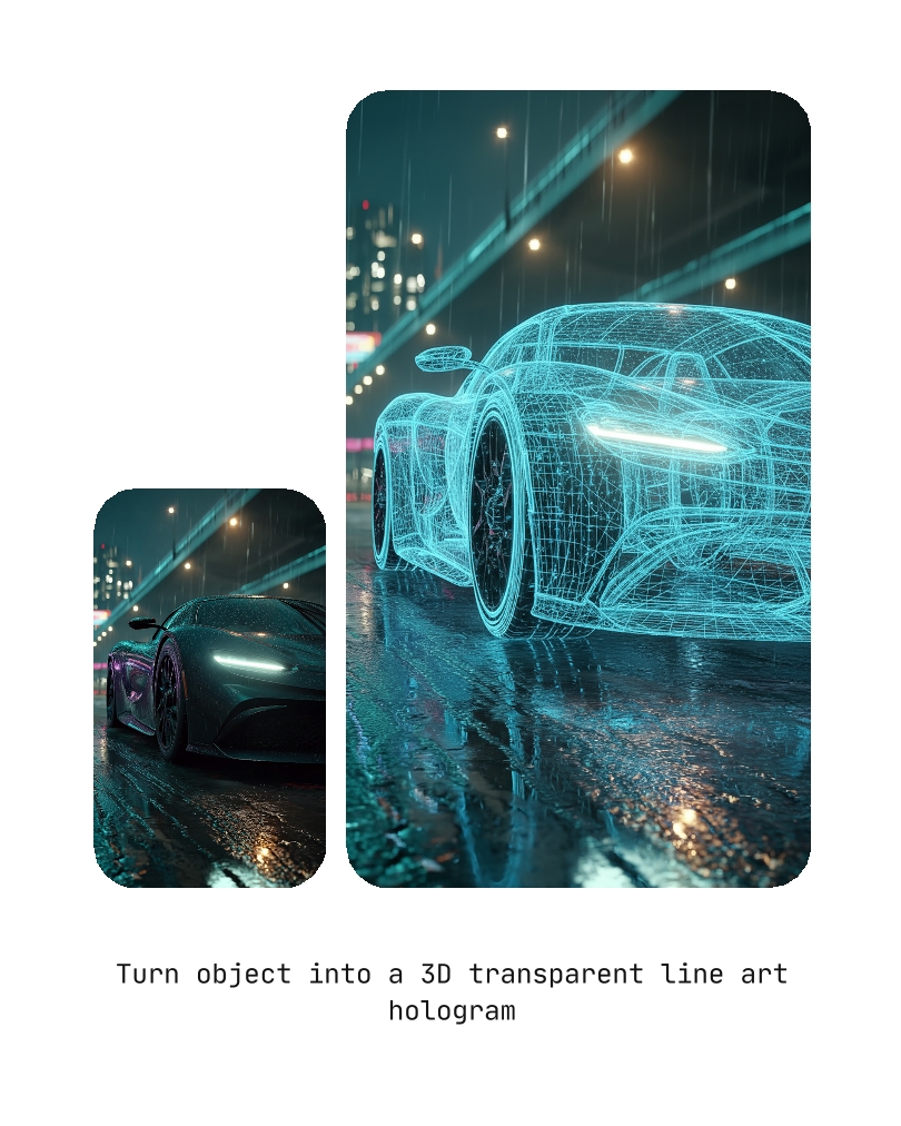Create 3D Holograms with Nano Banana AI AI-generated 3D hologram line art visualization of objects