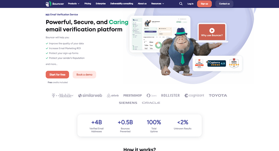 Bouncer email verification platform homepage