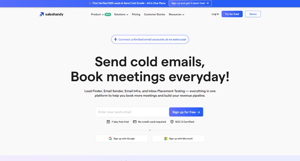Saleshandy cold email outreach and deliverability dashboard