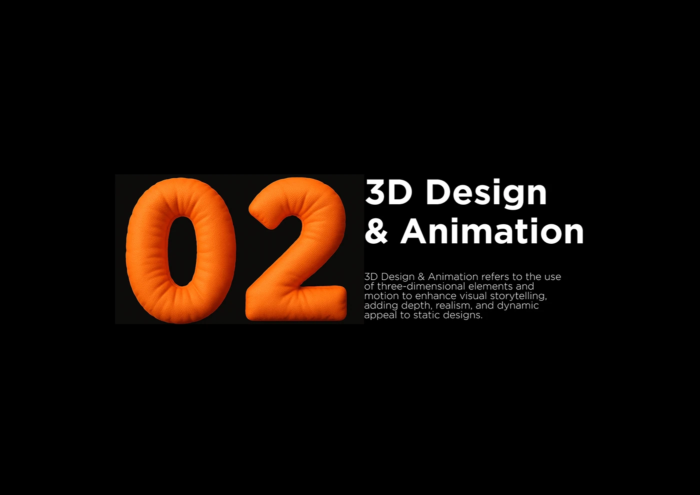 Three-dimensional graphic design example showing stylised 3D forms integrated into a brand visual system