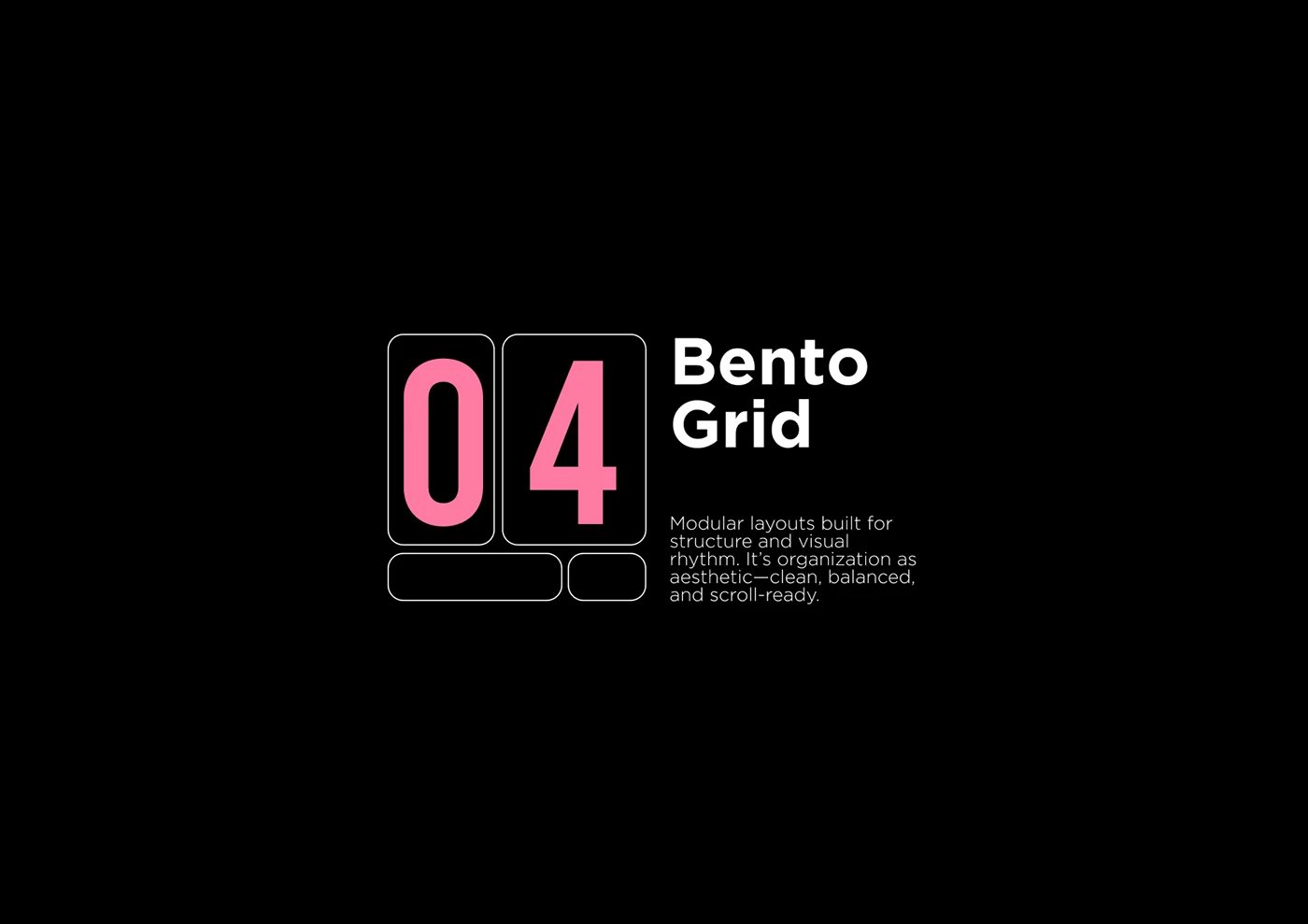 Bento grid layout design organising content into clean, modular sections