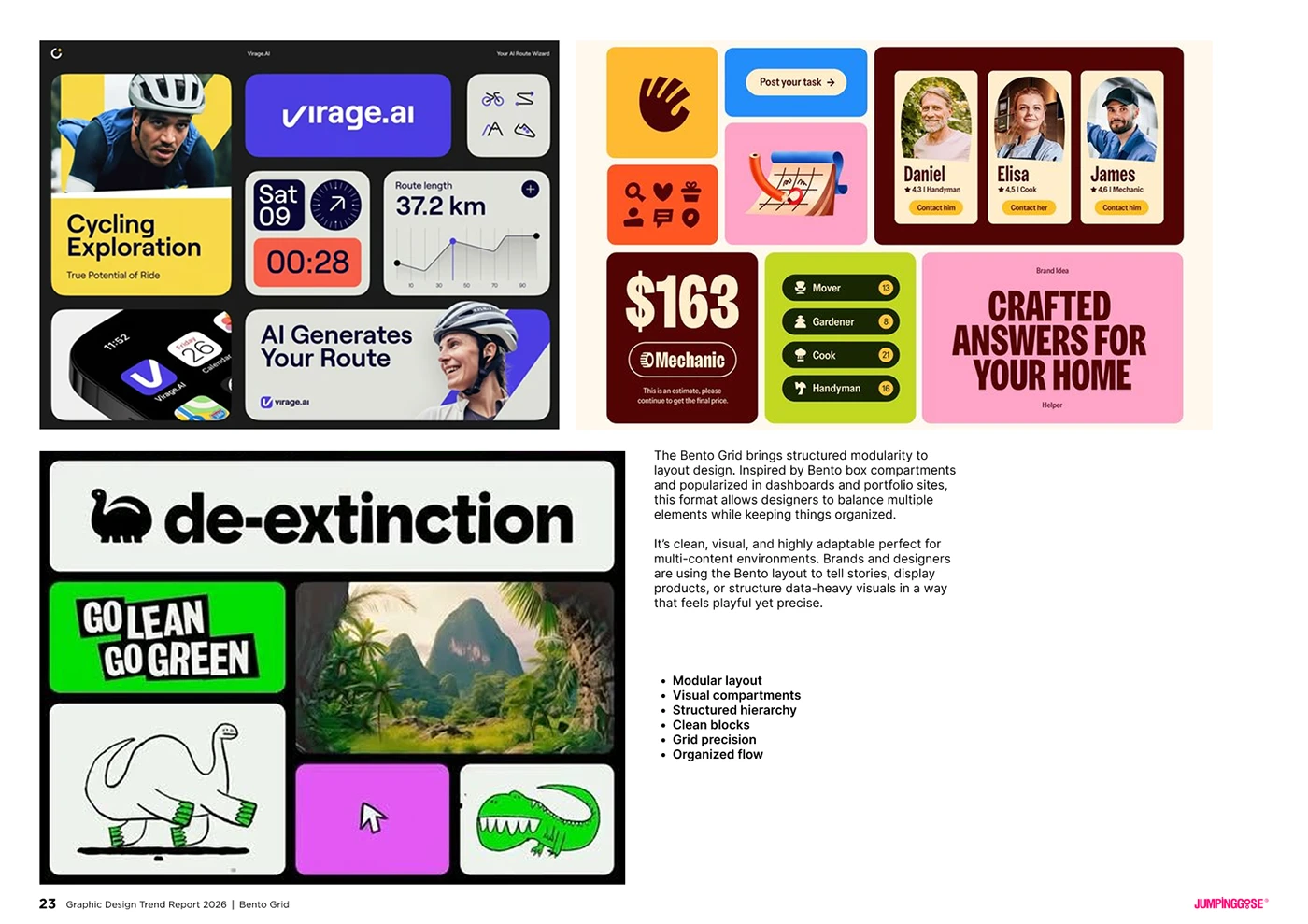 Modular bento grid layout used in digital interface and visual design