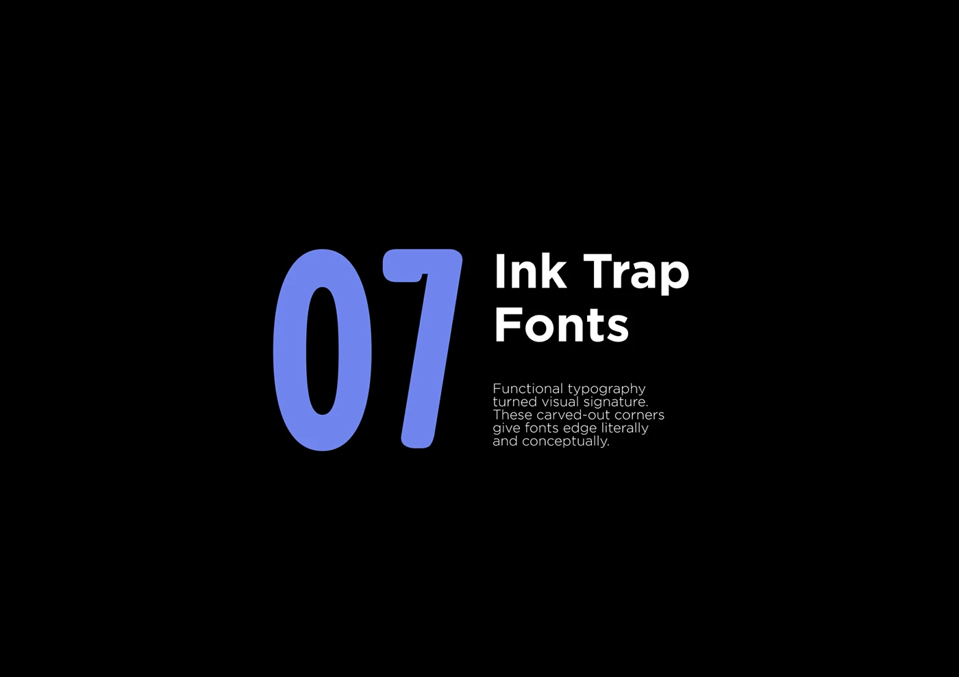 Ink trap typography design showcasing engineered letterforms with intentional cut-ins