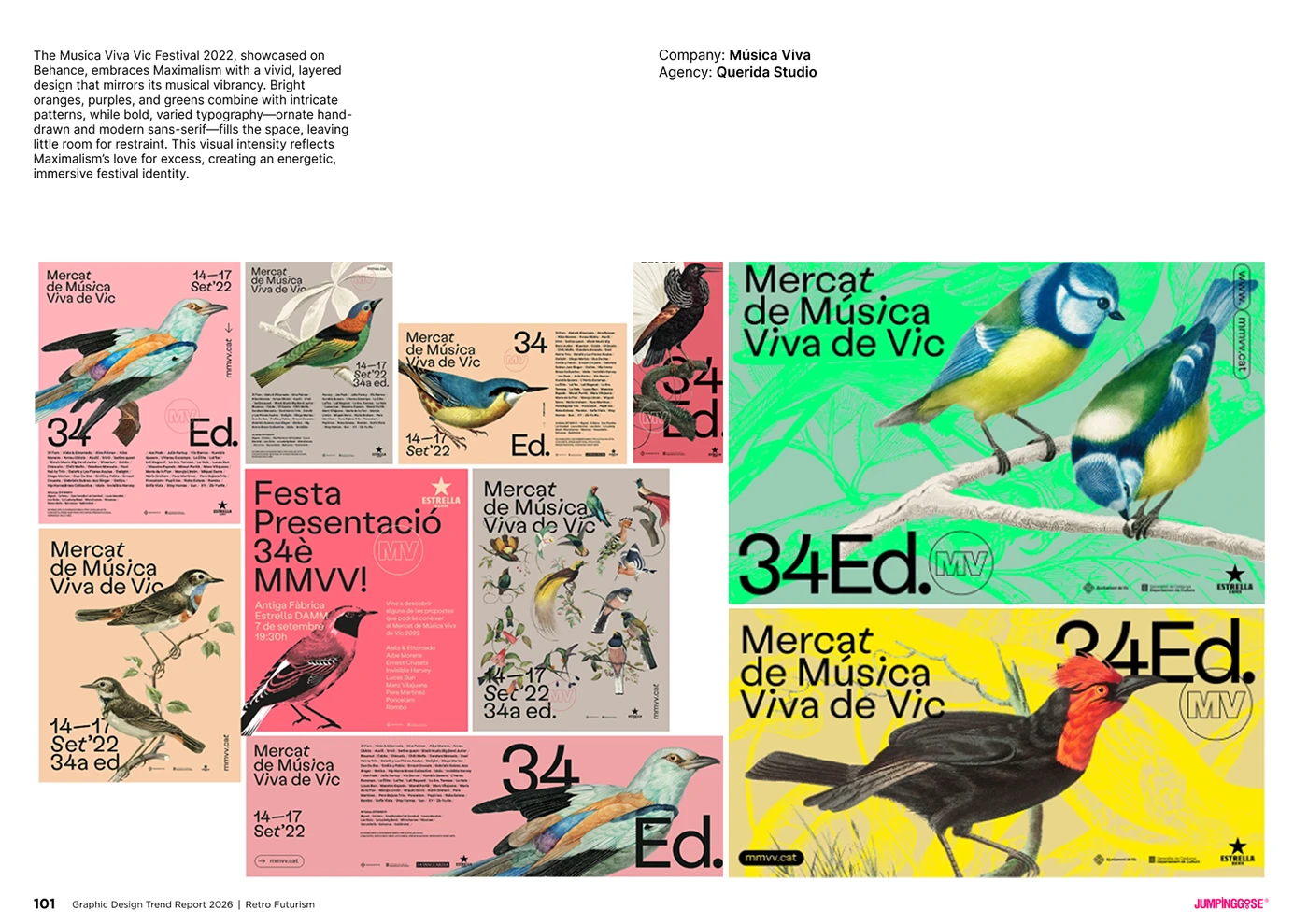 Maximalist visual identity design with dense layouts, typography, and color contrasts