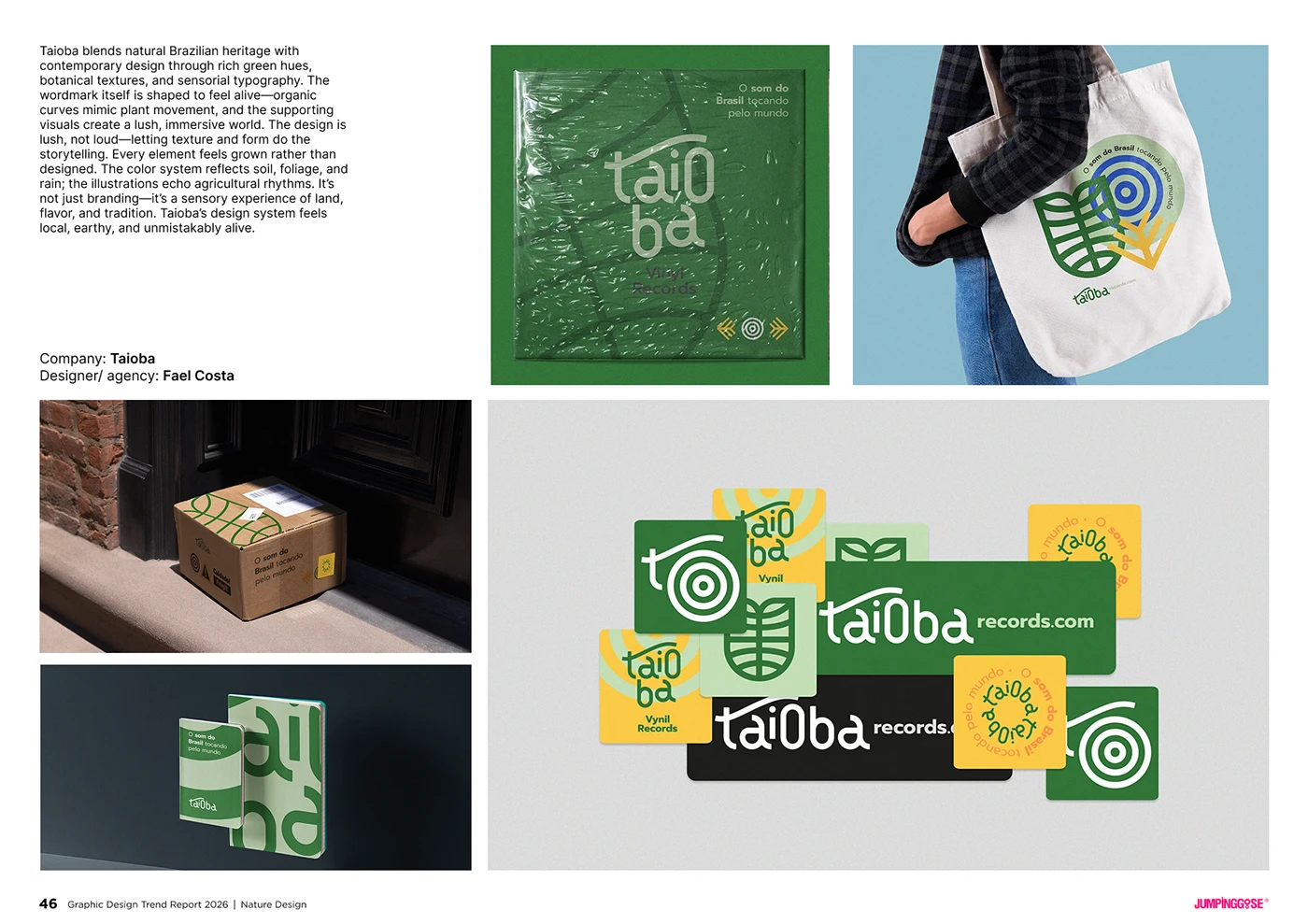 Grounded nature-inspired branding using organic shapes and tactile visual language
