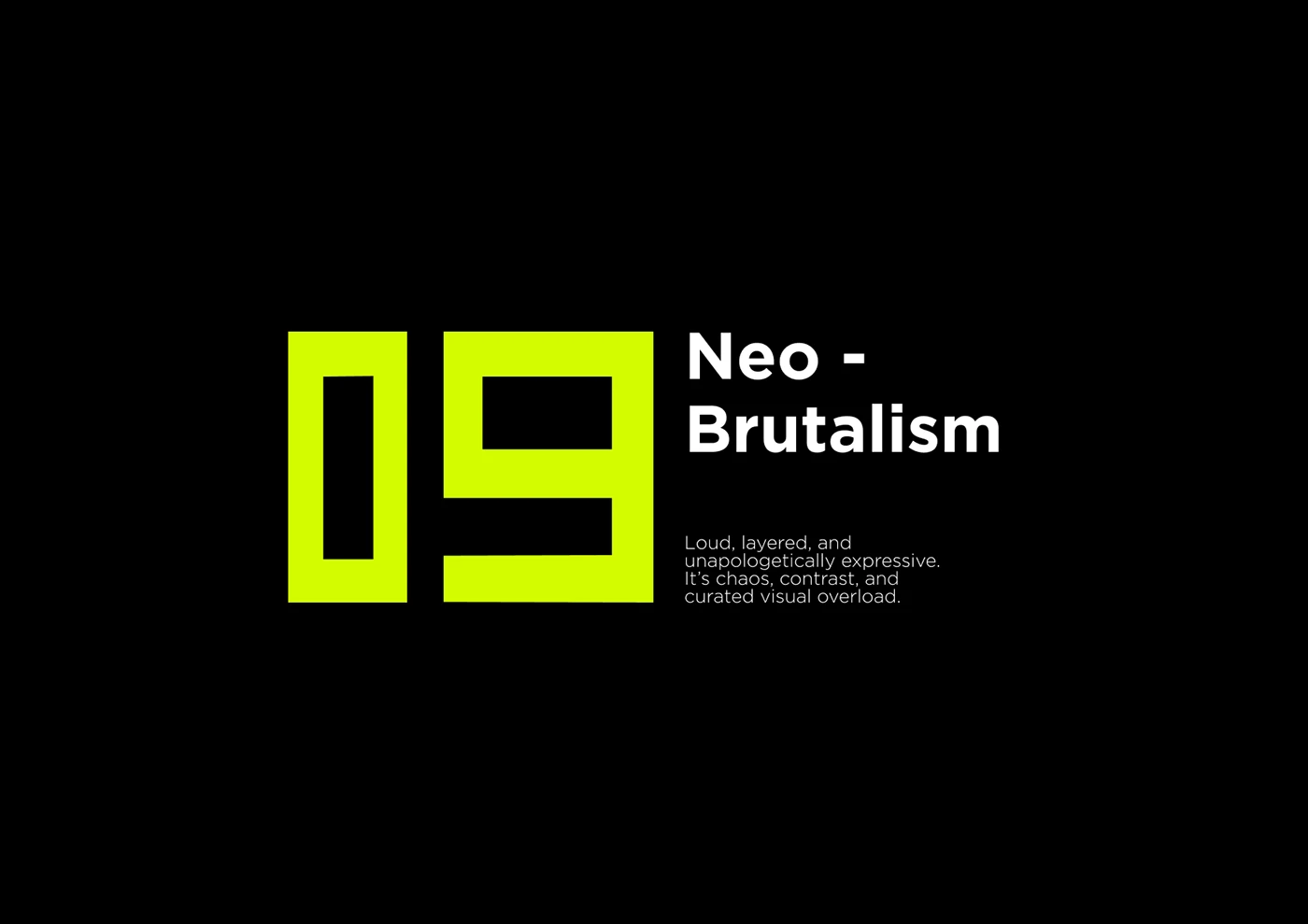 Neo-brutalist graphic design featuring raw layout, bold typography, and high contrast